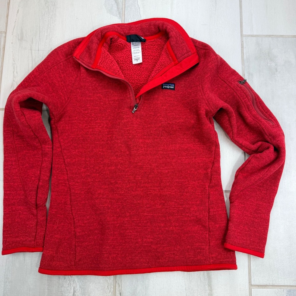 Patagonia Better Sweater 1/4 Zip Fleece Pullover Red Womens M 25616FA12